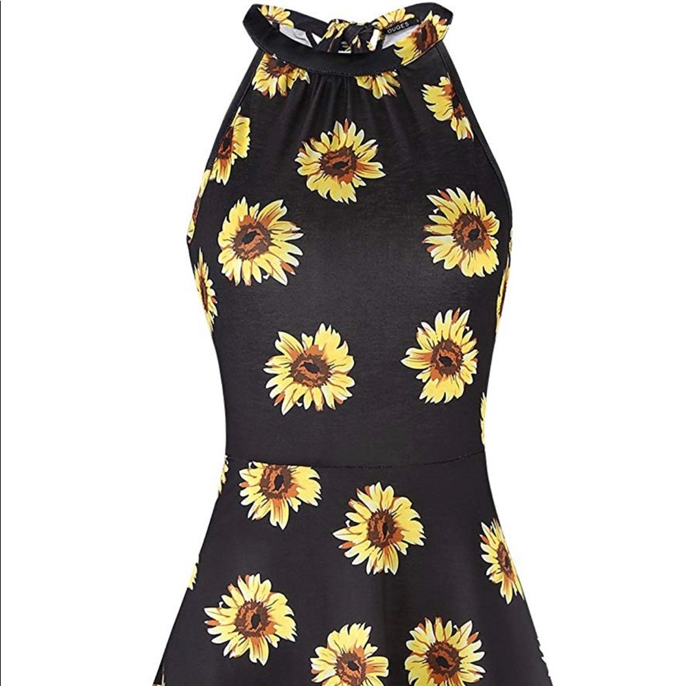 Sunflower Halter Dress, Skater Dress, Sun Dress